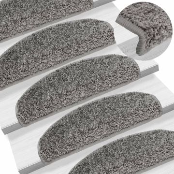 Tappetini per scale 15 pz 65x21x4 cm Grigio Semicircolari Grandi