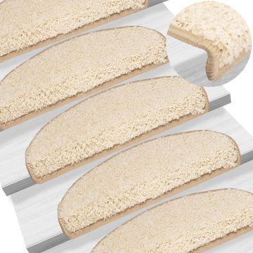 Tappetini per scale 15 pz 65x21x4 cm Crema Semicircolari Grandi