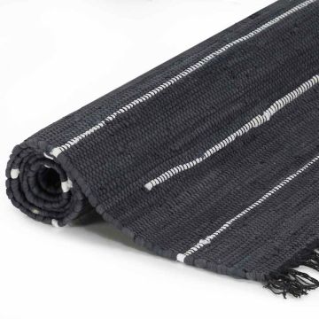 Tappeto Chindi Tessuto a Mano in Cotone 160x230 cm Antracite