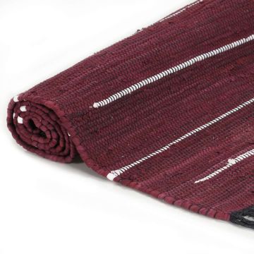 Tappeto Chindi Tessuto a Mano in Cotone 80x160 cm Borgogna
