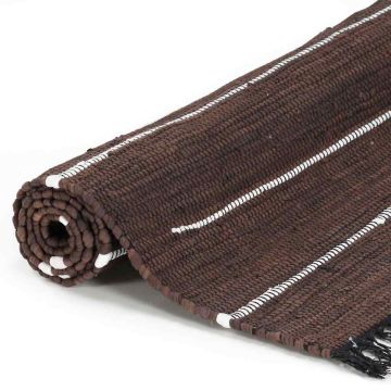Tappeto Chindi Tessuto a Mano in Cotone 160x230 cm Marrone
