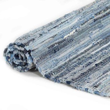 Tappeto Chindi Tessuto a Mano in Denim 200x290 cm Blu