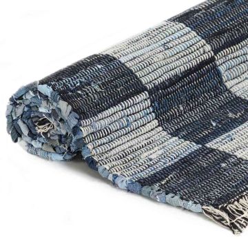 Tappeto Chindi Tessuto a Mano in Denim 120x170 cm Blu