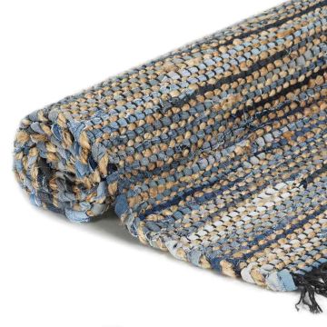 Tappeto Chindi Tessuto a Mano Denim Iuta 160x230 cm Multicolore