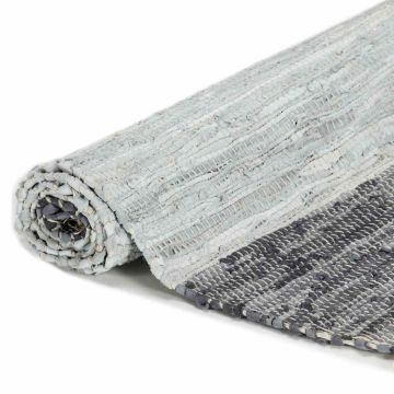 Tappeto Chindi Tessuto a Mano in Pelle 190x280 cm Grigio