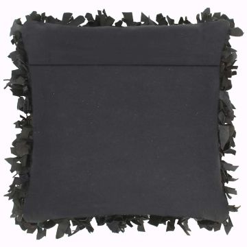 Cuscino Shaggy Nero 60x60 cm in Pelle e Cotone