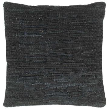 Cuscini 2 pz Chindi Neri 45x45 cm in Pelle e Cotone