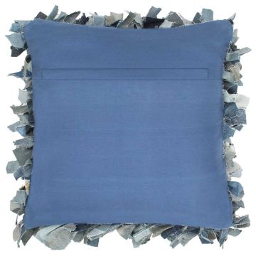 Cuscino Denim Shaggy Blu 60x60 cm in Pelle e Cotone