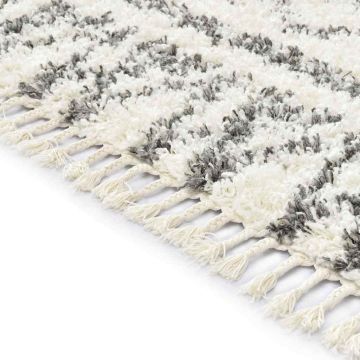 Tappeto Shaggy Berbero in PP Beige e Grigio 120x170 cm