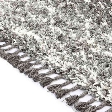 Tappeto Shaggy Berbero in PP Grigio e Beige 80x150cm