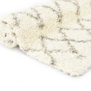 Tappeto Shaggy Berbero in PP Beige e Sabbia 160x230 cm