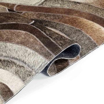 Tappeto in Pelle con Pelo Patchwork 160x230 cm Grigio/Argento