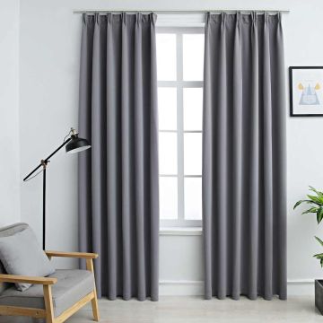 Tende Oscuranti con Ganci 2 pz Grigie 140x225 cm
