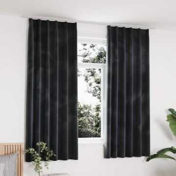 Tende Oscuranti con Ganci 2 pz Antracite in Velluto 140x175 cm
