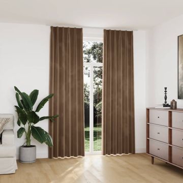 Tende Oscuranti con Ganci 2 pz Beige in Velluto 140x245 cm