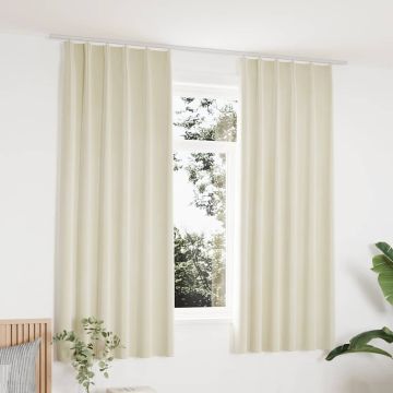 Tende Oscuranti con Ganci 2 pz Crema in Velluto 140x175 cm