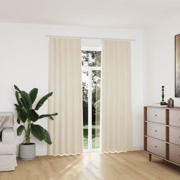 Tende Oscuranti con Ganci 2 pz Crema in Velluto 140x225 cm