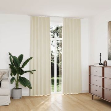 Tende Oscuranti con Ganci 2 pz Crema in Velluto 140x245 cm