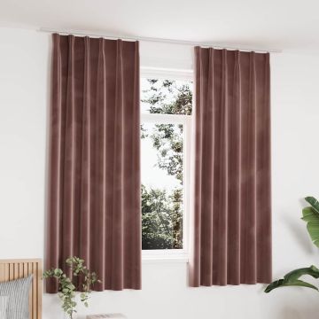 Tende Oscuranti con Ganci 2 pz Rosa Antico in Velluto 140x175cm