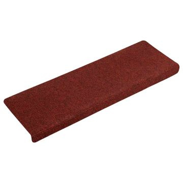 Tappetini per scale autoadesivi 15 pz 65x21x4 cm Bordeaux Rosso Bordo rettangolare