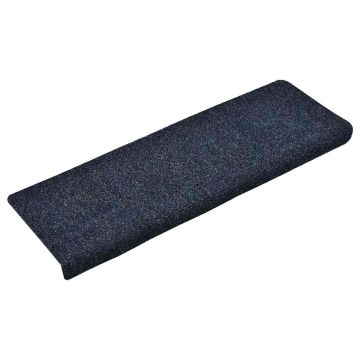 Tappetini per scale autoadesivi 15 pz 65x21x4 cm blu bordo rettangolare