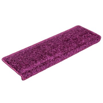 Tappetini per scale 15 pz 65x21x4 cm Viola Bordo rettangolare