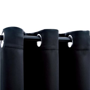 Tende oscuranti con anelli 2 pz Nero 97x213 cm Tessuto