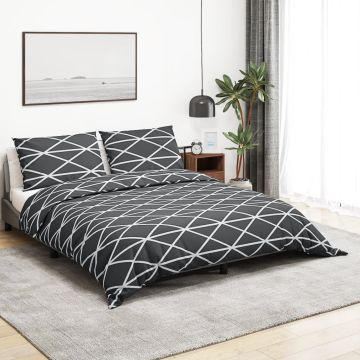 Set Copripiumino Grigio Scuro e Bianco 200x200 cm in Cotone