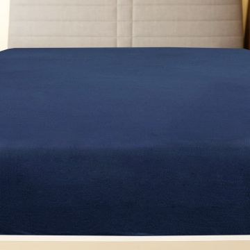 Lenzuolo con Angoli Jersey Blu Marino 160x200 cm Cotone