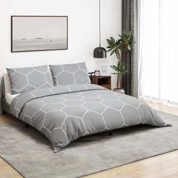 Set Copripiumino Grigio e Bianco 200x200 cm in Cotone