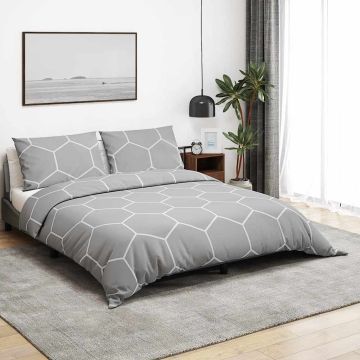 Set Copripiumino Grigio e Bianco 260x240 cm in Cotone