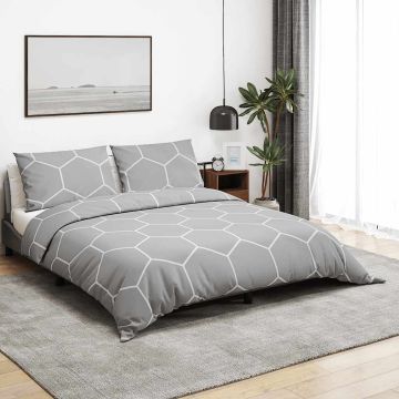 Set Copripiumino Grigio e Bianco 260x220 cm in Cotone