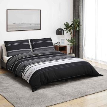 Set Copripiumino Strisce Nere 140x200 cm in Cotone
