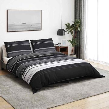 Set Copripiumino Strisce Nere 200x220 cm in Cotone
