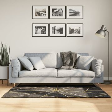 Tappeto Lavabile Nero e Oro 80x150 cm