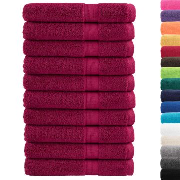 Asciugamani Premium SOLUND 10 pz Bordeaux 100x200 cm 600 g/m²