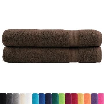 Asciugamani da sauna premium SOLUND 2 pezzi marrone 80x200 cm 600 g/m²