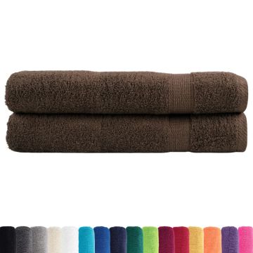 Asciugamani Premium SOLUND 2 pz Marrone 100x200 cm 600 g/m²