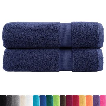 Asciugamani da bagno Premium SOLUND 2 pz Blu navy 100x150 cm 600 g/m²