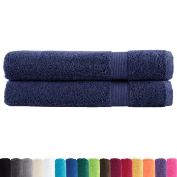Asciugamani da sauna premium SOLUND 2 pezzi blu navy 80x200 cm 600 g/m²