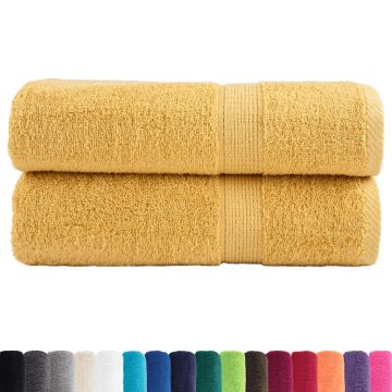 Asciugamani da doccia premium SOLUND 2 pezzi Oro 70x140 cm 600 g/m²