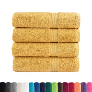 Asciugamani da bagno Premium SOLUND 4 pz Oro 100x150 cm 600 g/m²