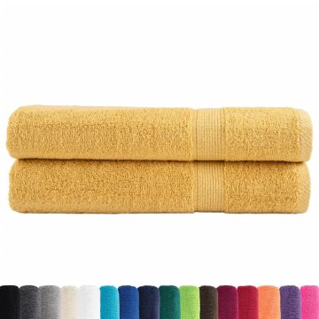 Asciugamani Premium SOLUND 2 pz Oro 100x200 cm 600 g/m²