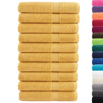 Asciugamani Premium SOLUND 10 pz Oro 100x200 cm 600 g/m²