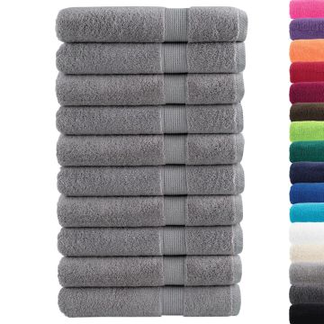 Asciugamani Premium SOLUND 10 pz Grigio 100x200 cm 600 g/m²