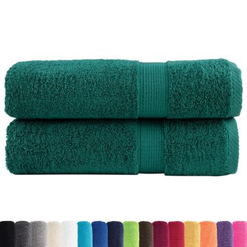 Asciugamani da bagno Premium SOLUND 2 pz Verde 100x150 cm 600 g/m²