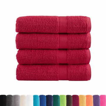 Asciugamani da bagno Premium SOLUND 4 pezzi Rosso 100x150 cm 600 g/m²