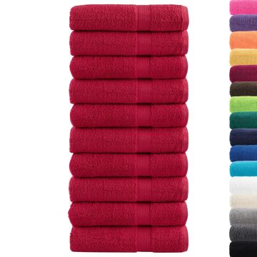 Asciugamani da bagno Premium SOLUND 10 pz Rosso 100x150 cm 600 g/m²