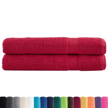 Asciugamani Premium SOLUND 2 pz Rossi 100x200 cm 600 g/m²