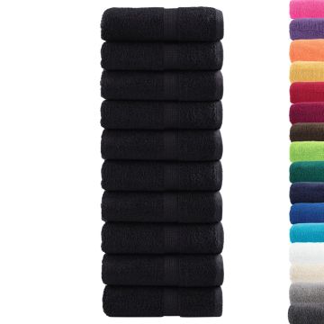 Asciugamani Premium SOLUND 10 pz Neri 30x30 cm 600 g/m²